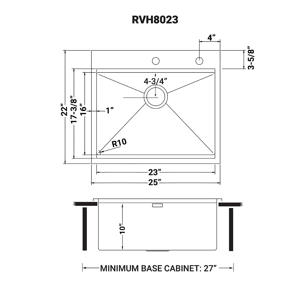 Top Mount 25x22 Ruvati Workstation Kitchen Sink With Accessories