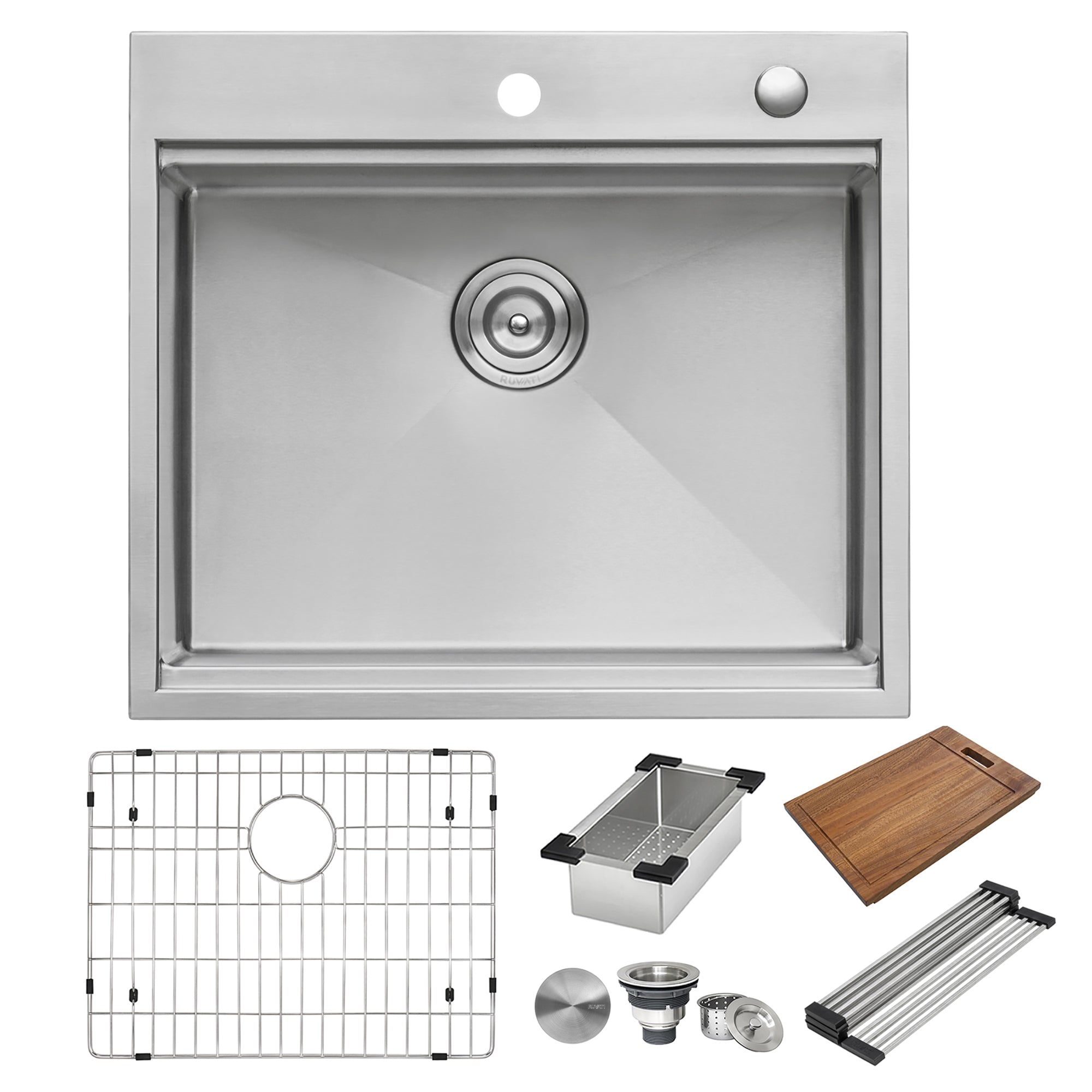 Top Mount 25x22 Ruvati Workstation Kitchen Sink With Accessories