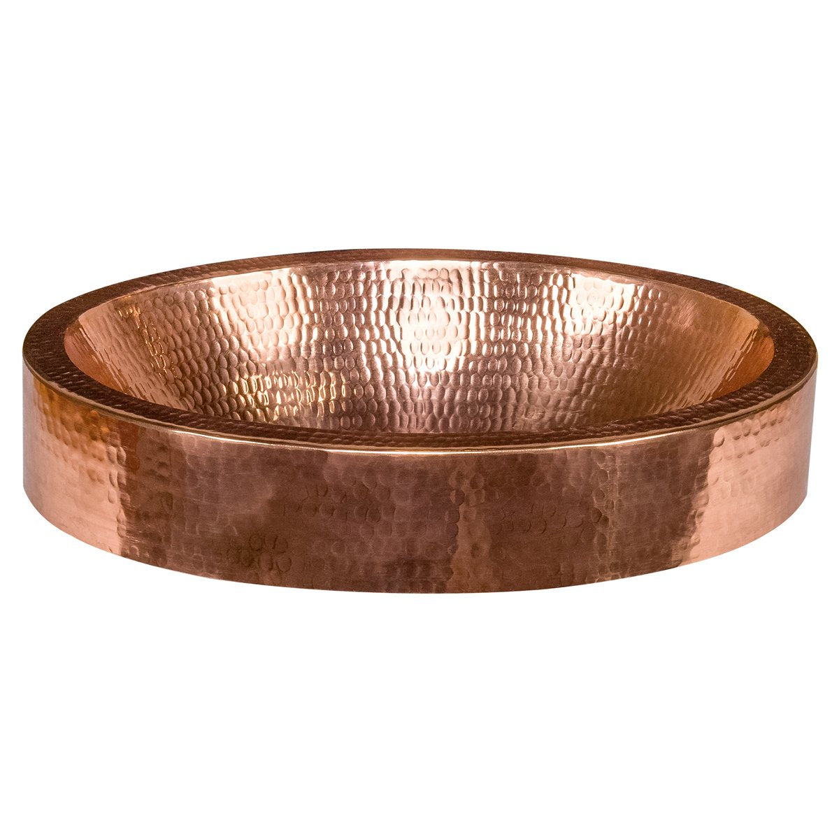 Premier Copper Products 17" Compact Oval Skirted Vessel Hammered Copper Sink-DirectSinks