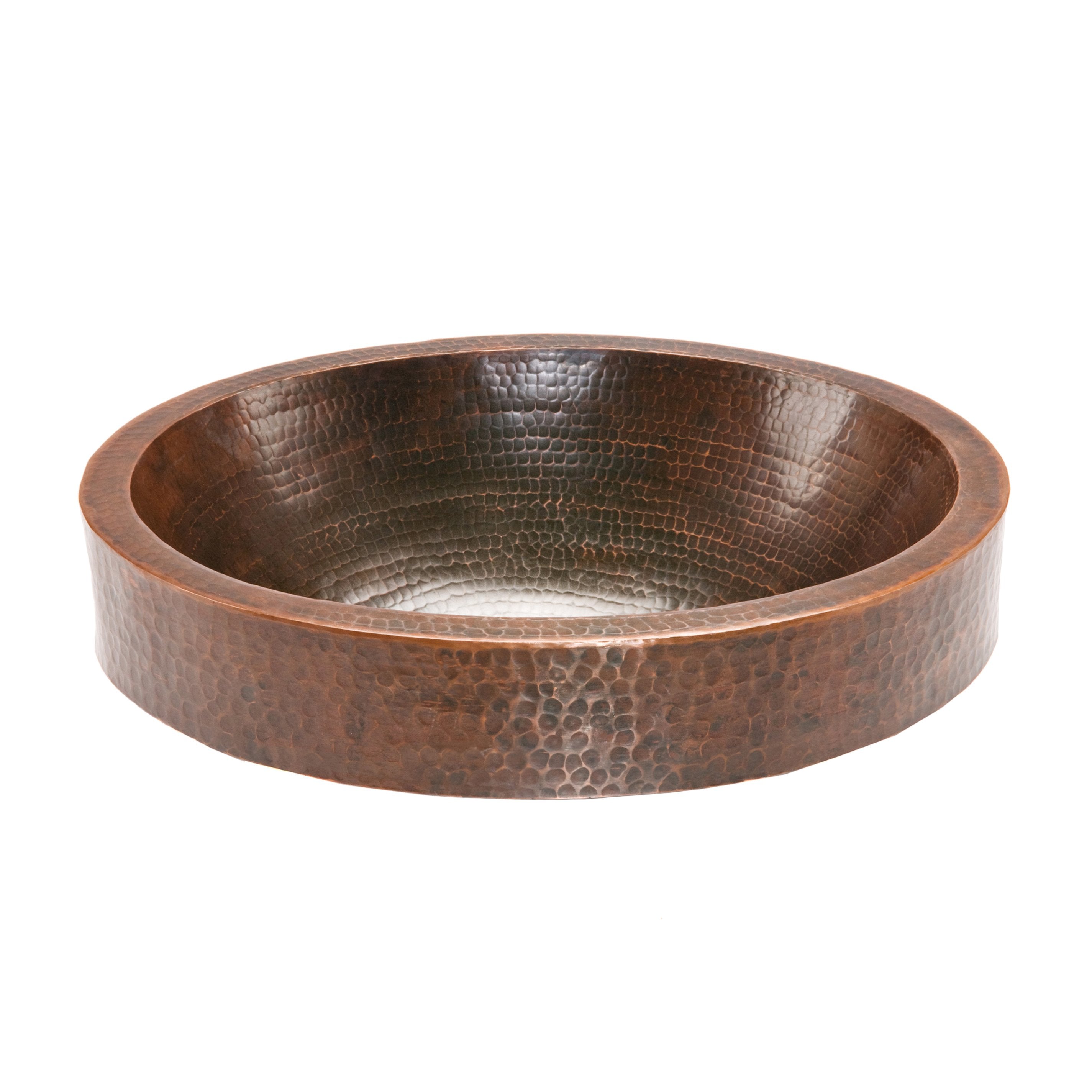 Premier Copper Products Oval Skirted Vessel Hammered Copper Sink-DirectSinks