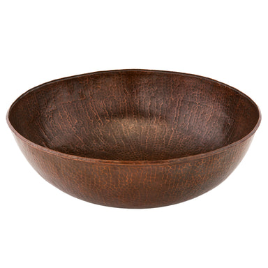 Premier Copper Products 17" Large Round Vessel Hammered Copper Sink-DirectSinks