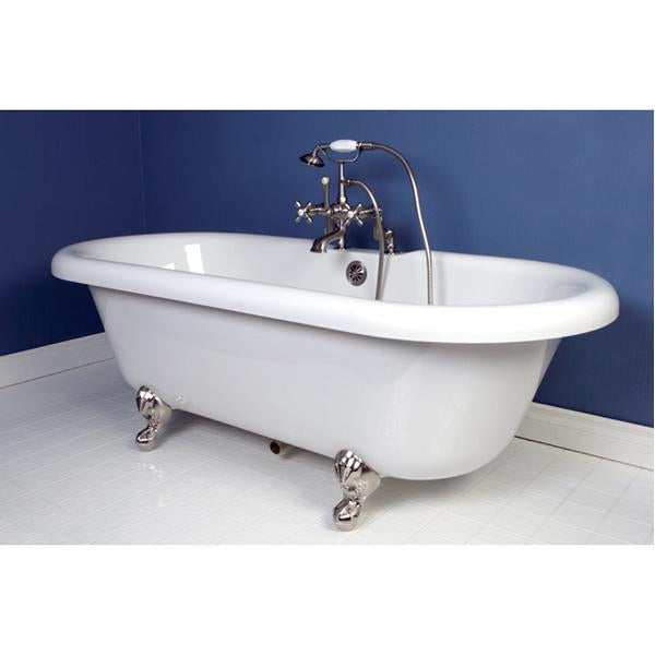 Kingston Brass Vintage 3" to 12" Spread Deck Mount Clawfoot Tub Filler with Hand Shower-Tub Faucets-Free Shipping-Directsinks.