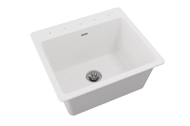 ELG252212PDWH0 Elkay Quartz Classic 25" x 22" x 11-13/16", Drop-in Laundry Sink with Perfect Drain, White
