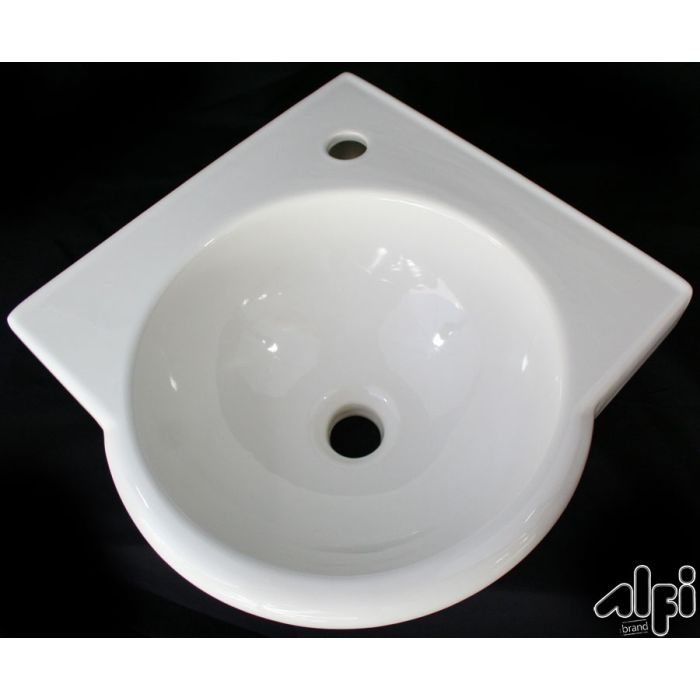 ALFI brand AB104 White 15" Round Corner Wall Mounted Porcelain Bathroom Sink