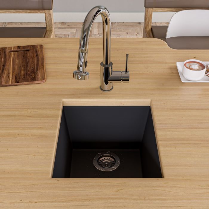 ALFI brand AB1720UM 17" Undermount Rectangular Granite Composite Kitchen Prep Sink