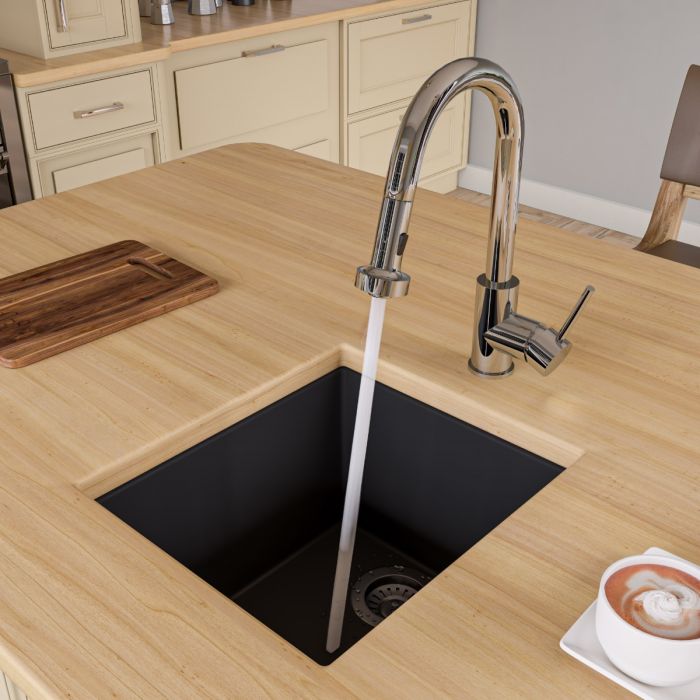 ALFI brand AB1720UM 17" Undermount Rectangular Granite Composite Kitchen Prep Sink