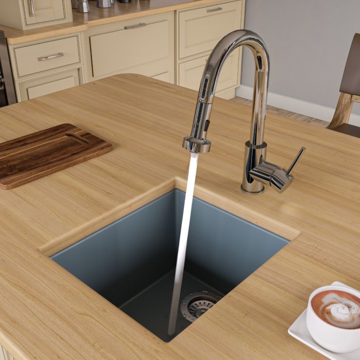 ALFI Brand 17" Undermount Rectangular Granite Composite Kitchen Prep Sink
