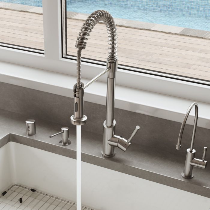 Stainless Steel Commercial Kitchen Faucet With Pull Down Shower Spray