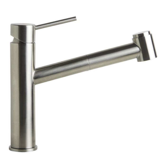 AB2203-PSS Polished Stainless Steel Kitchen Faucet /w Pull-Out Spray