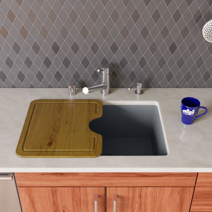 ALFI Brand Chocolate 24" Undermount Single Bowl Granite Composite Kitchen Sink