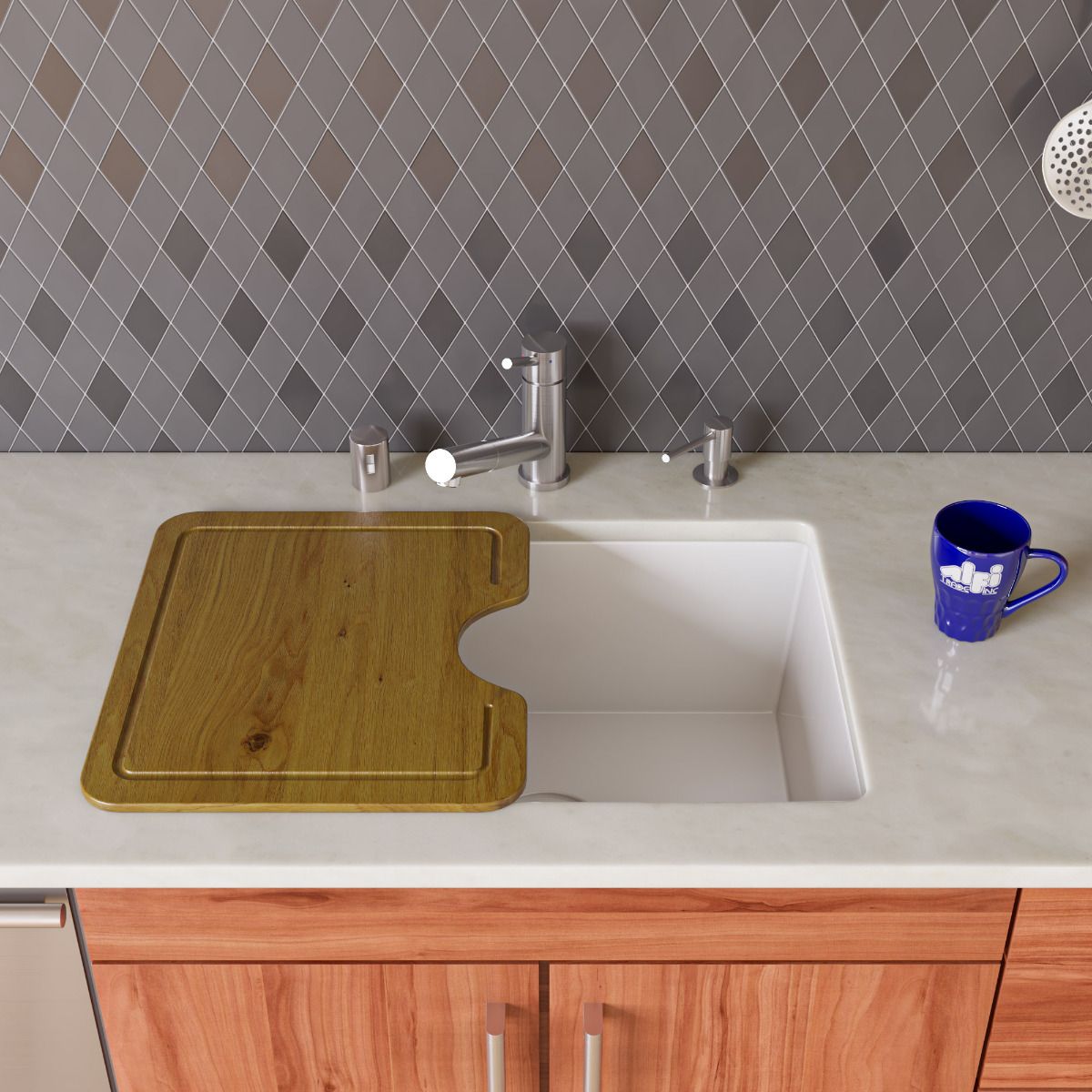 ALFI brand AB2420UM 24" Undermount Single Bowl Granite Composite Kitchen Sink