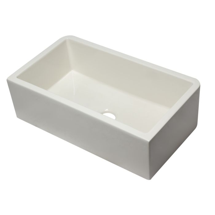33" Smooth Apron Solid Thick Wall Fireclay Single Bowl Farm Sink