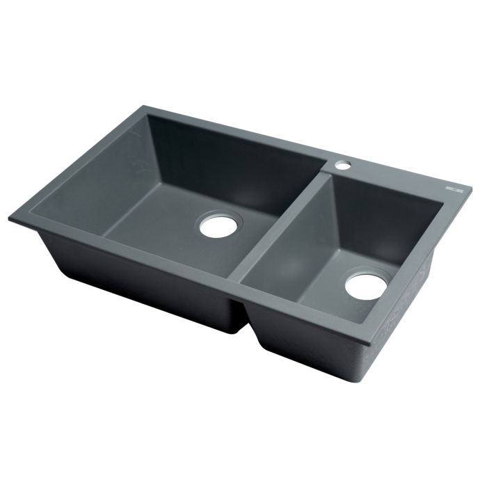 ALFI Brand 34" Double Bowl Drop In Granite Composite Kitchen Sink