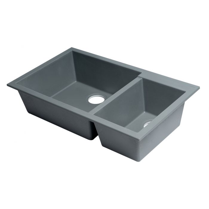 ALFI Brand 34" Double Bowl Undermount Granite Composite Kitchen Sink