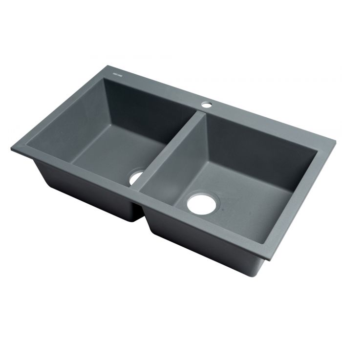 ALFI Brand 34" Drop-In Double Bowl Granite Composite Kitchen Sink