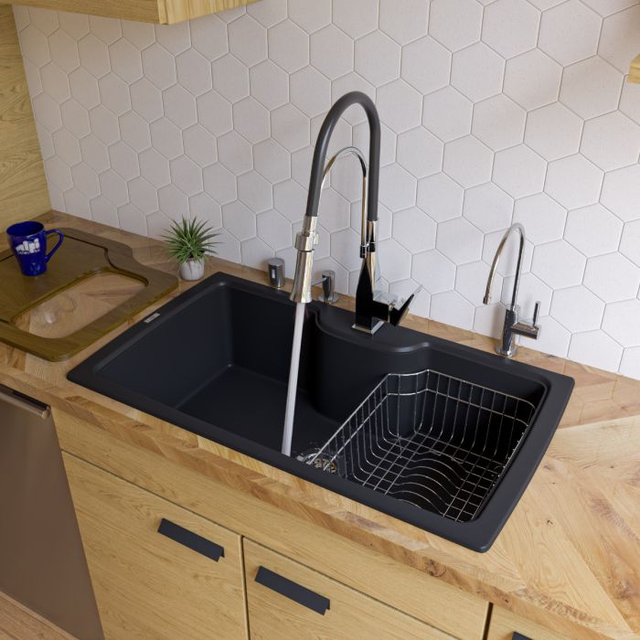 ALFI brand AB3520DI 35" Drop-In Single Bowl Granite Composite Kitchen Sink