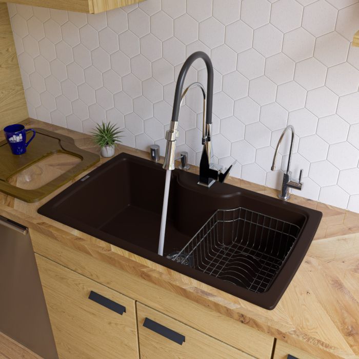 ALFI Brand 35" Drop-In Single Bowl Granite Composite Kitchen Sink