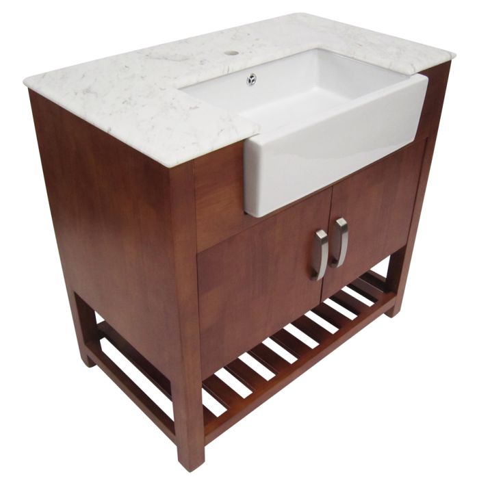 ALFI AB36 36" Single Farm Sink Bath Vanity with a Marble Countertop