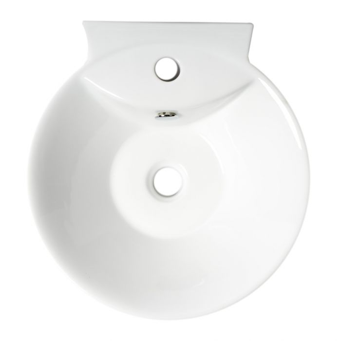 ALFI ABC113 White 17" Round Wall Mounted Ceramic Sink with Faucet Hole