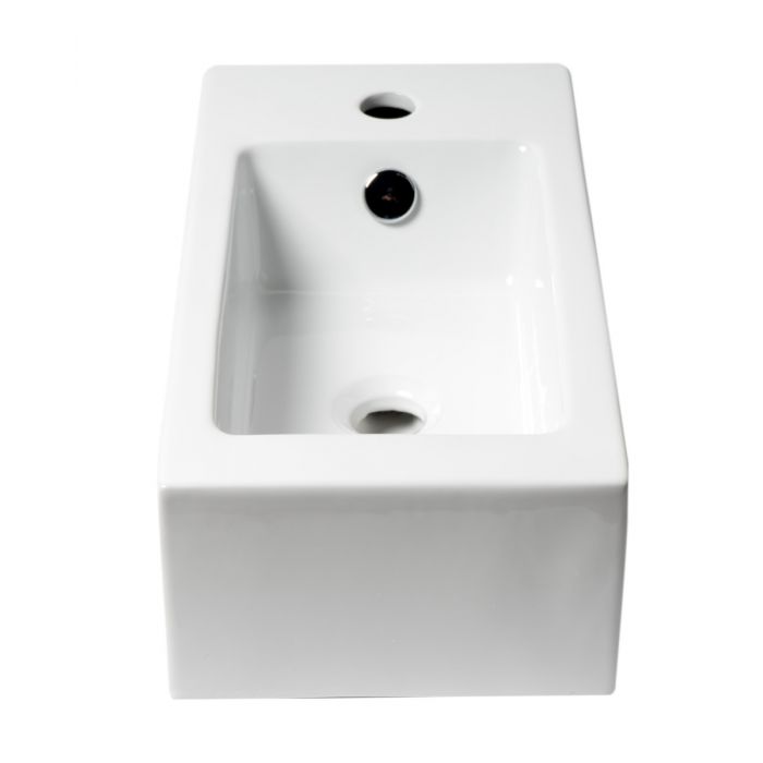 ALFI ABC116 White 20" Small Rectangular Wall Mounted Ceramic Sink with Faucet Hole