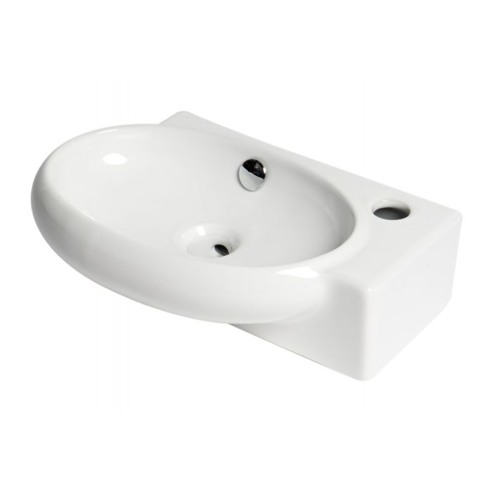 ALFI ABC117 White 17" Small Wall Mounted Ceramic Sink with Faucet Hole