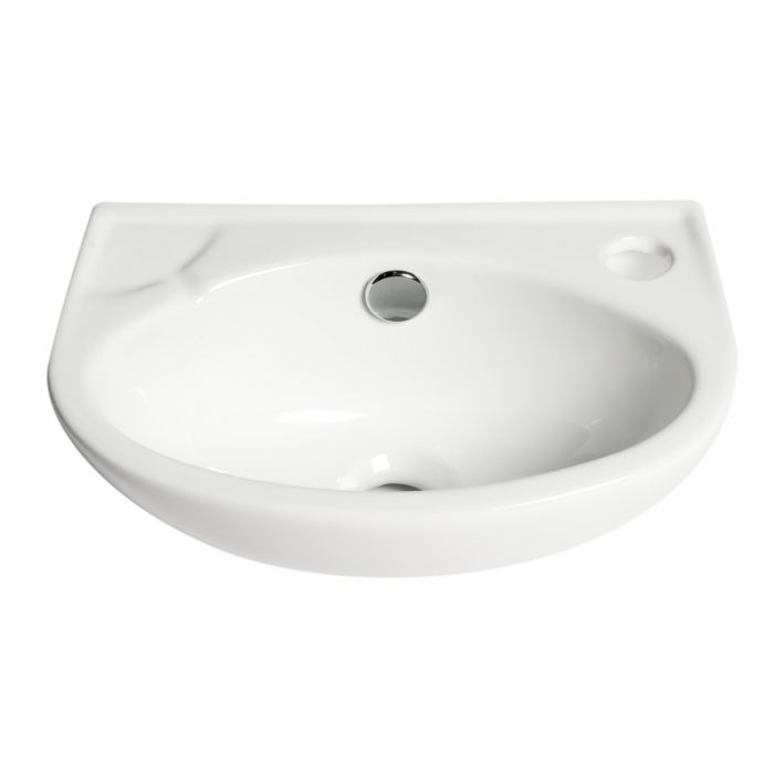 ALFI ABC118 White 14" Small Wall Mounted Ceramic Sink with Faucet Hole