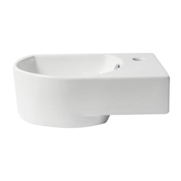 ALFI ABC119 White 16" Small Wall Mounted Ceramic Sink with Faucet Hole