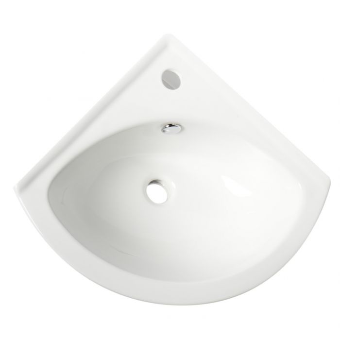 ALFI ABC120 White 22" Corner Wall Mounted Ceramic Sink with Faucet Hole