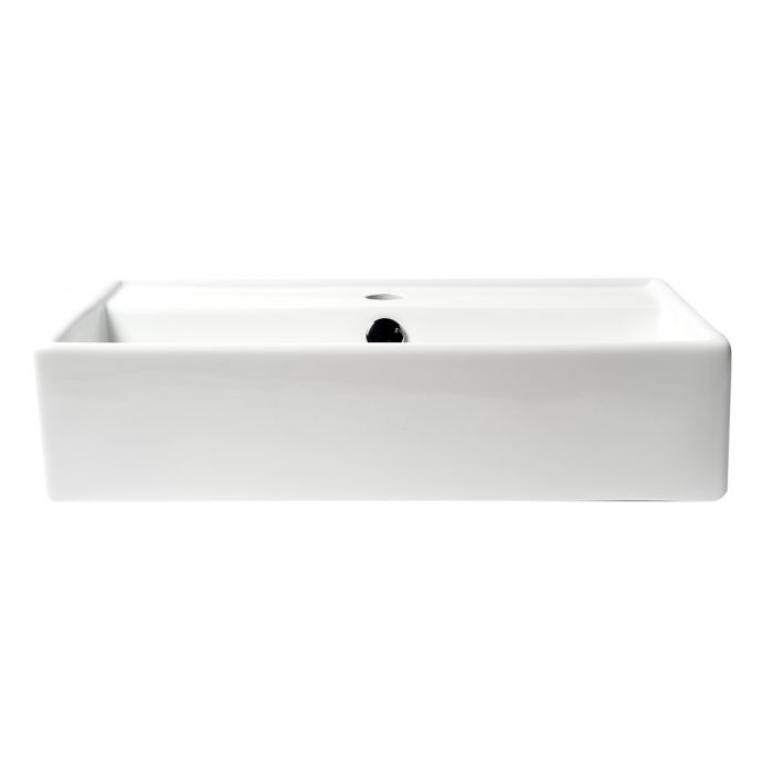 ALFI ABC122 White 22" Rectangular Wall Mounted Ceramic Sink with Faucet Hole