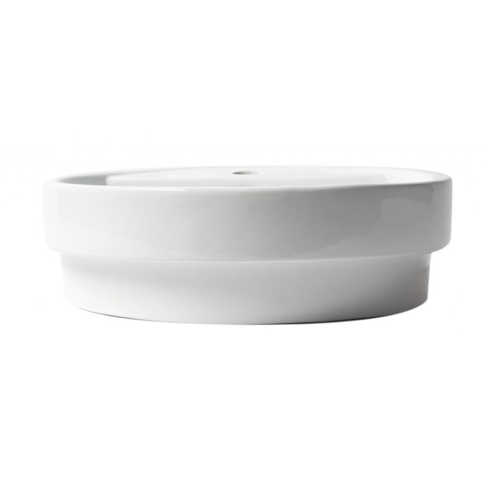 ALFI ABC702 White 19" Round Semi Recessed Ceramic Sink with Faucet Hole