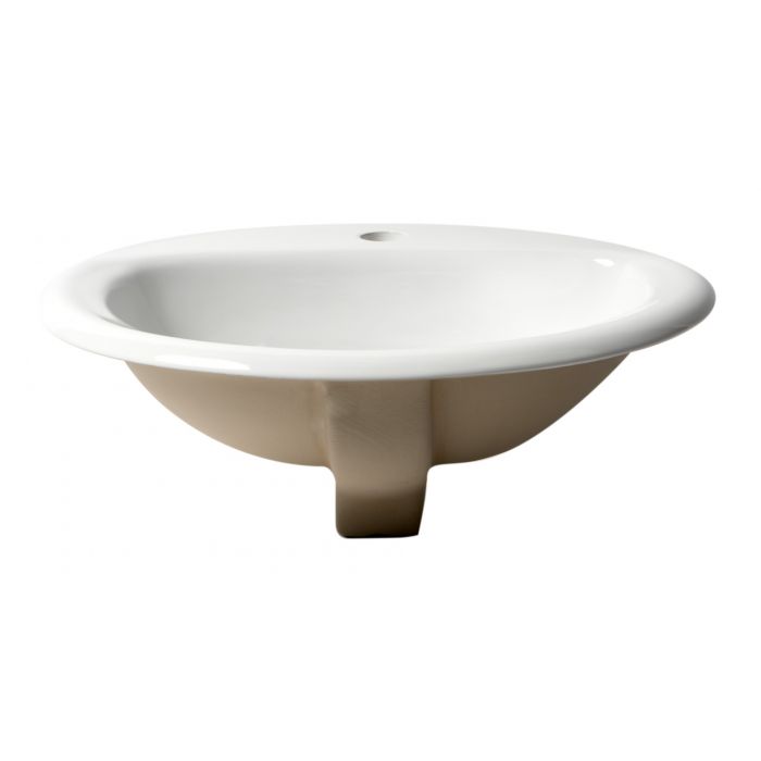 ALFI ABC802 White 21" Round Drop In Ceramic Sink with Faucet Hole