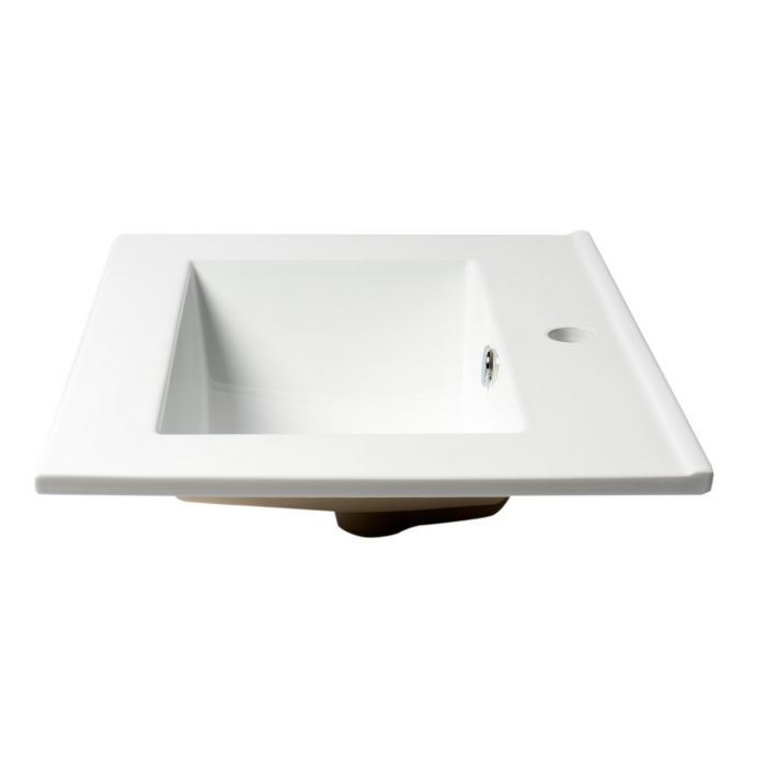 ALFI ABC803 White 25" Rectangular Drop In Ceramic Sink with Faucet Hole