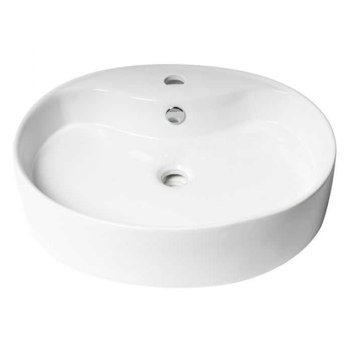 ALFI ABC910 White 22" Oval Above Mount Ceramic Sink with Faucet Hole