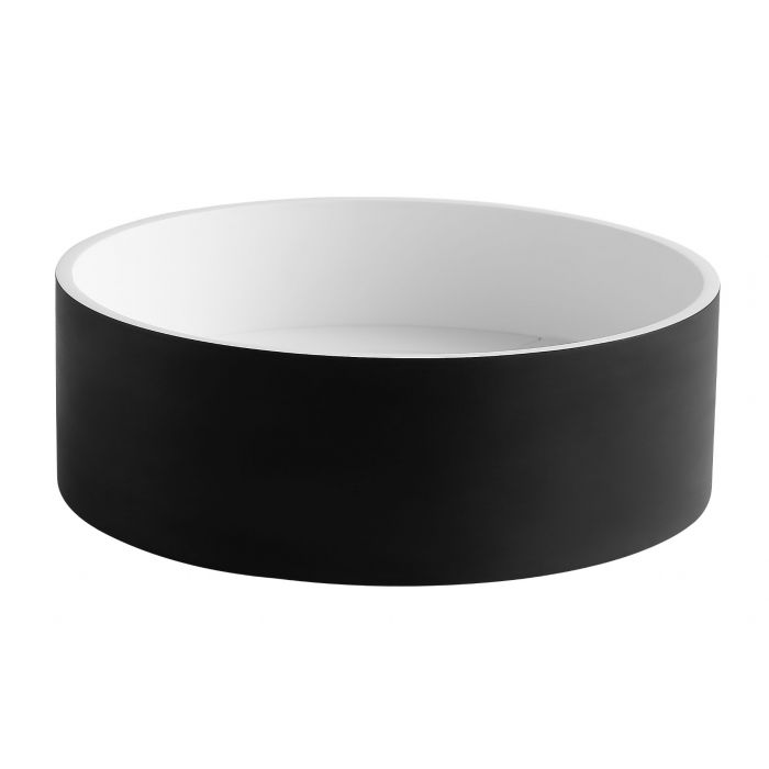 Black Matte 15" Round Solid Surface Resin Sink