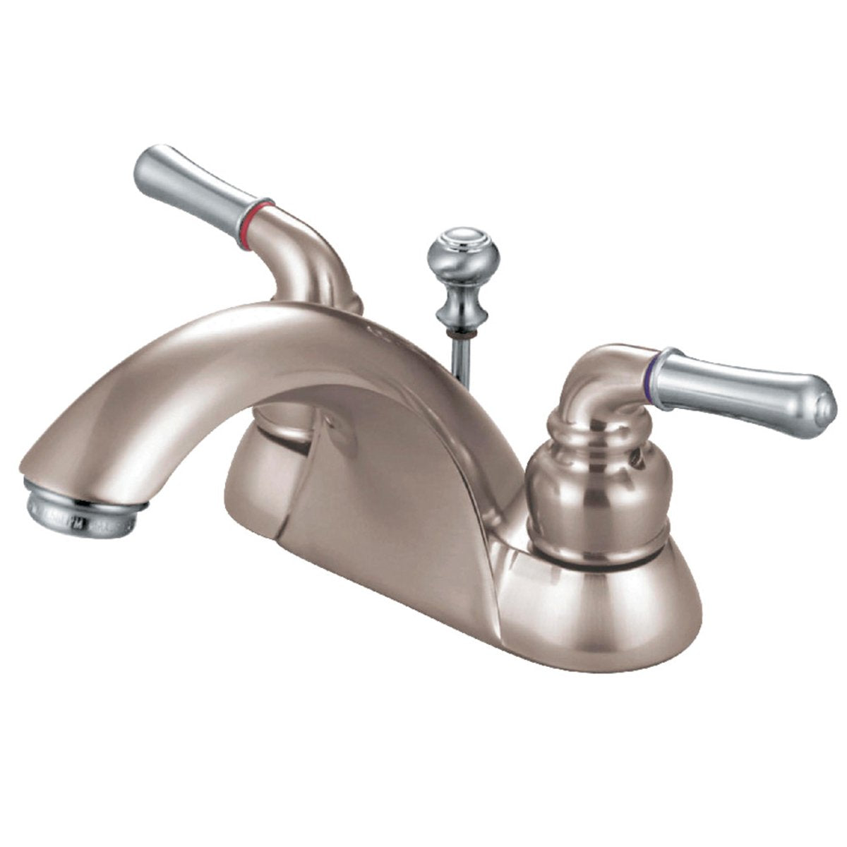 Kingston Brass Deck Mount 4-Inch Centerset Bathroom Faucet with Pop-Up Drain