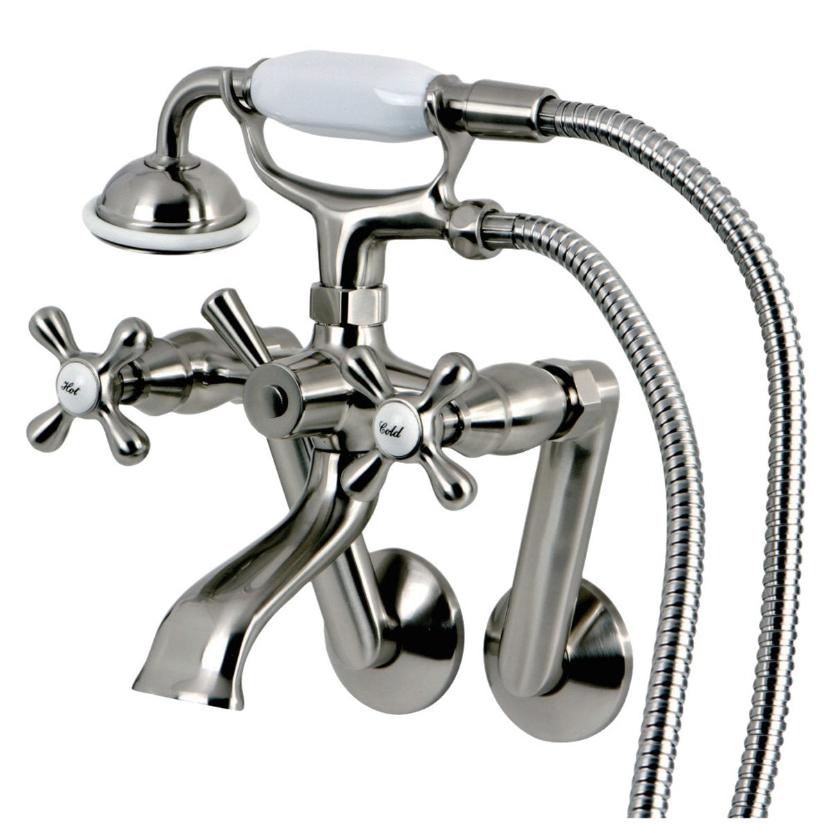 Kingston Brass 2-Hole Tub Wall Mount Clawfoot Tub Faucet with Hand Shower