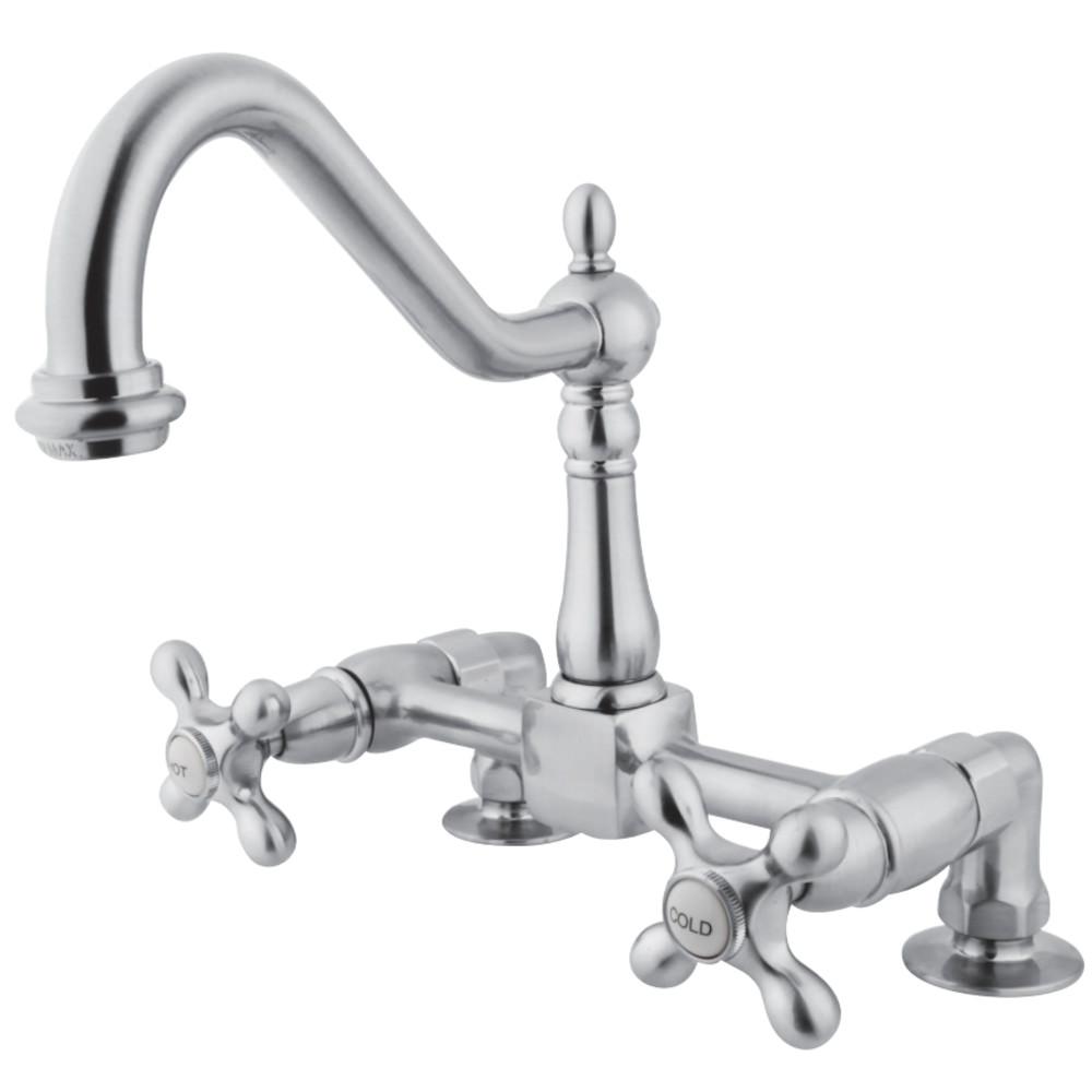 Kingston Brass Heritage Centerset Kitchen Faucet with Metal Cross Handle