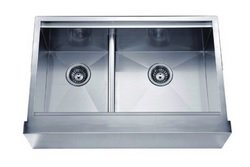 Dawn DAF3321L 33" Double Bowl Apron Front Stainless Steel Sink-Kitchen Sinks Fast Shipping at DirectSinks.