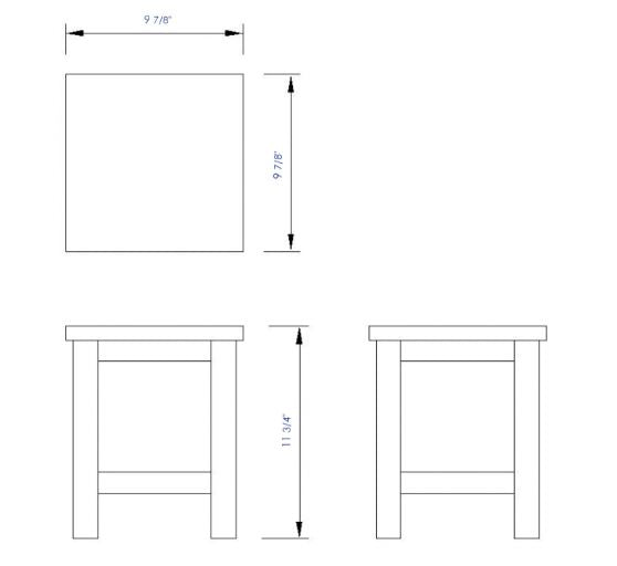 ALFI brand AB4407 10"x10" Square Wooden Bench/Stool Multi-Purpose Accessory-DirectSinks