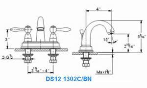 Dawn DS12 1302 Double Handle Lavatory Faucet-Bathroom Faucets Fast Shipping at DirectSinks.