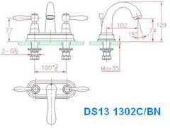 Dawn DS131302 Double Handle Lavatory Faucet-Bathroom Faucets Fast Shipping at DirectSinks.