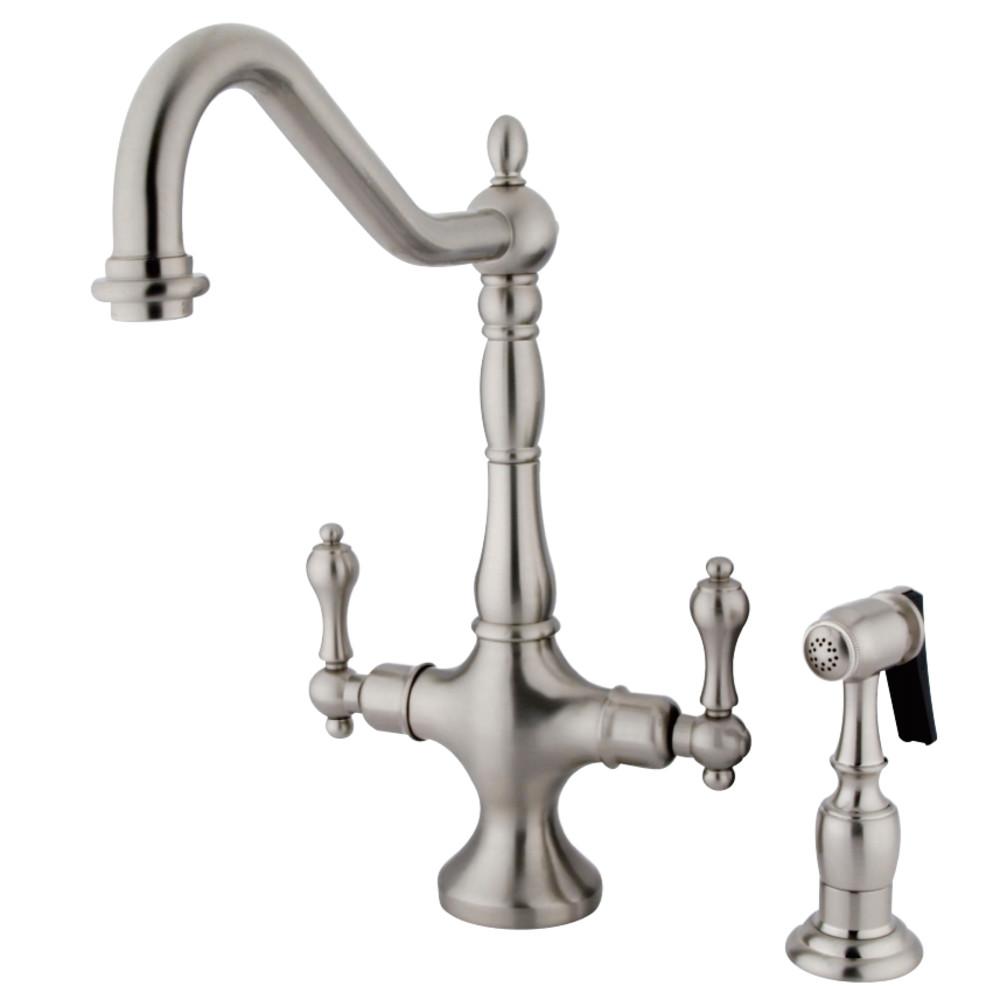 Kingston Brass Heritage 2-Handle Kitchen Faucet with Brass Sprayer