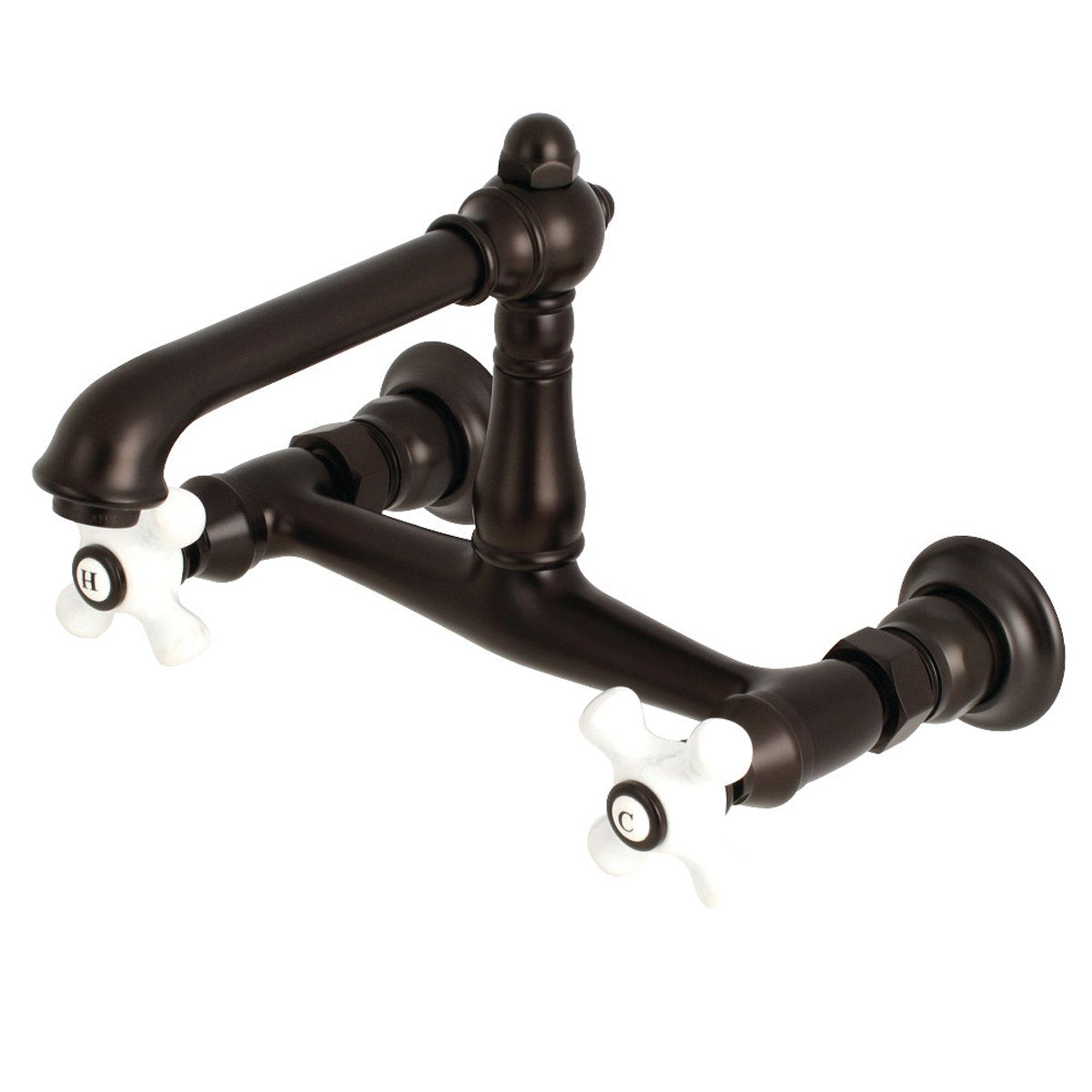 Kingston Brass English Country 8" Centers Wall Mount Bathroom Faucet
