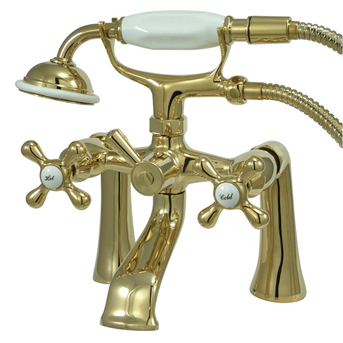 Kingston Brass Deck Mount 2-Hole Clawfoot Tub Faucet with Hand Shower