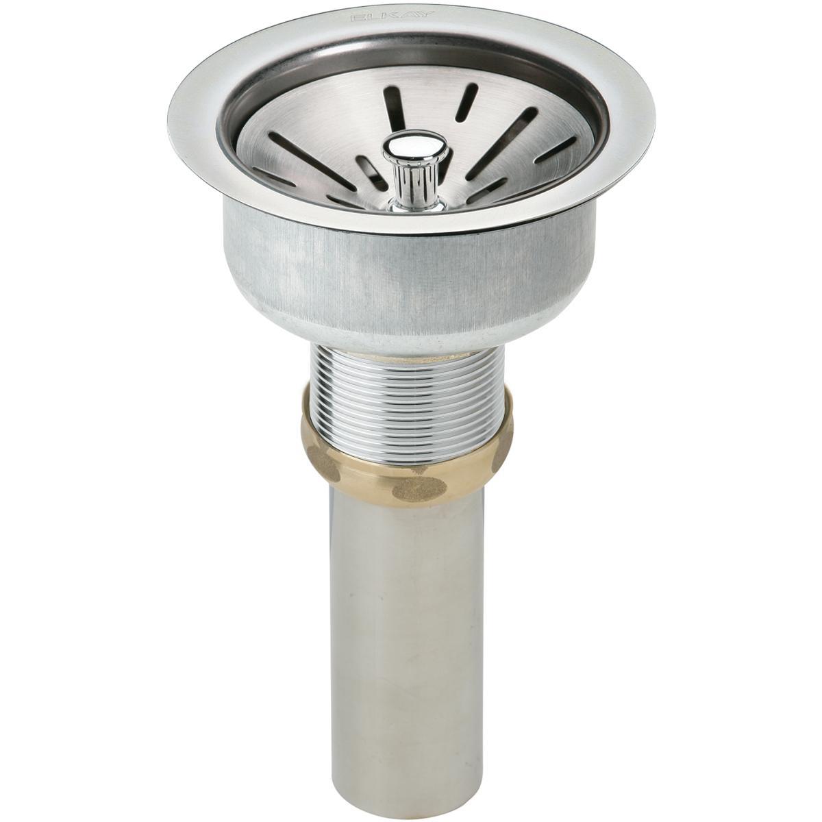 Elkay 3-1/2" Drain Fitting Type 304 Stainless Steel Body, Strainer Basket and Tailpiece-DirectSinks