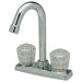 Elkay 4" Centerset Deck Mount Faucet with Gooseneck Spout and Clear Crystalac Handles Chrome-DirectSinks
