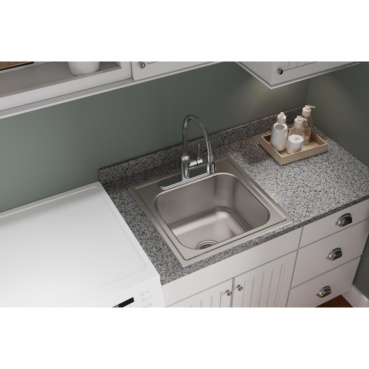 Elkay Dayton Stainless Steel 20" x 20" x 10-1/8", Single Bowl Drop-in Laundry Sink-DirectSinks