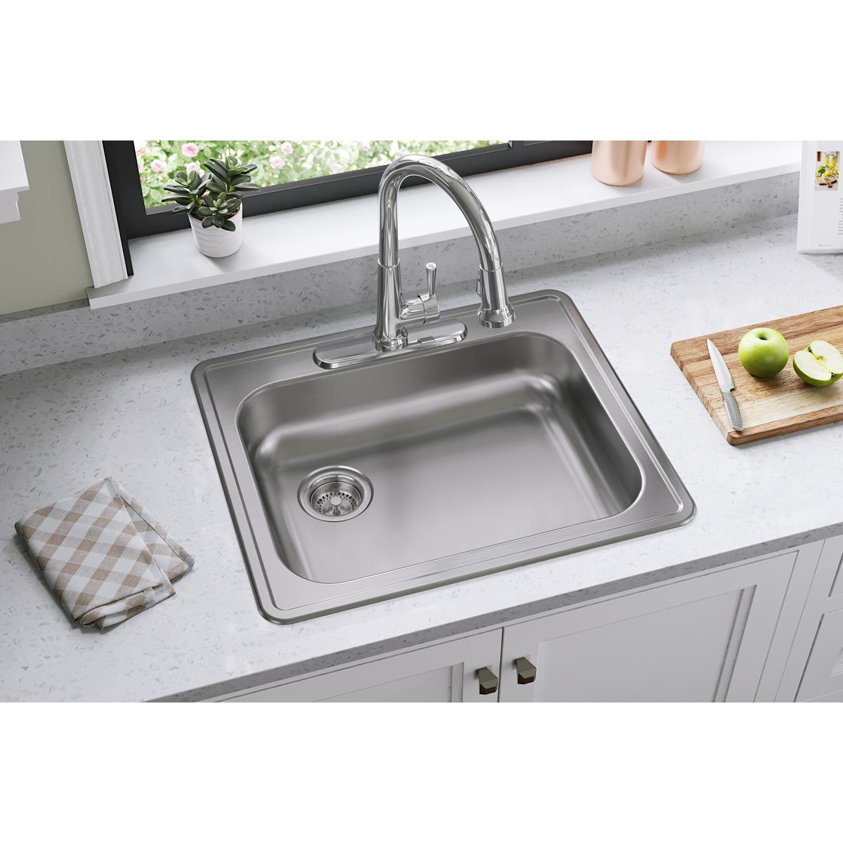 Elkay Dayton Stainless Steel 25" x 21-1/4" x 5-3/8", Single Bowl Drop-in Sink-DirectSinks
