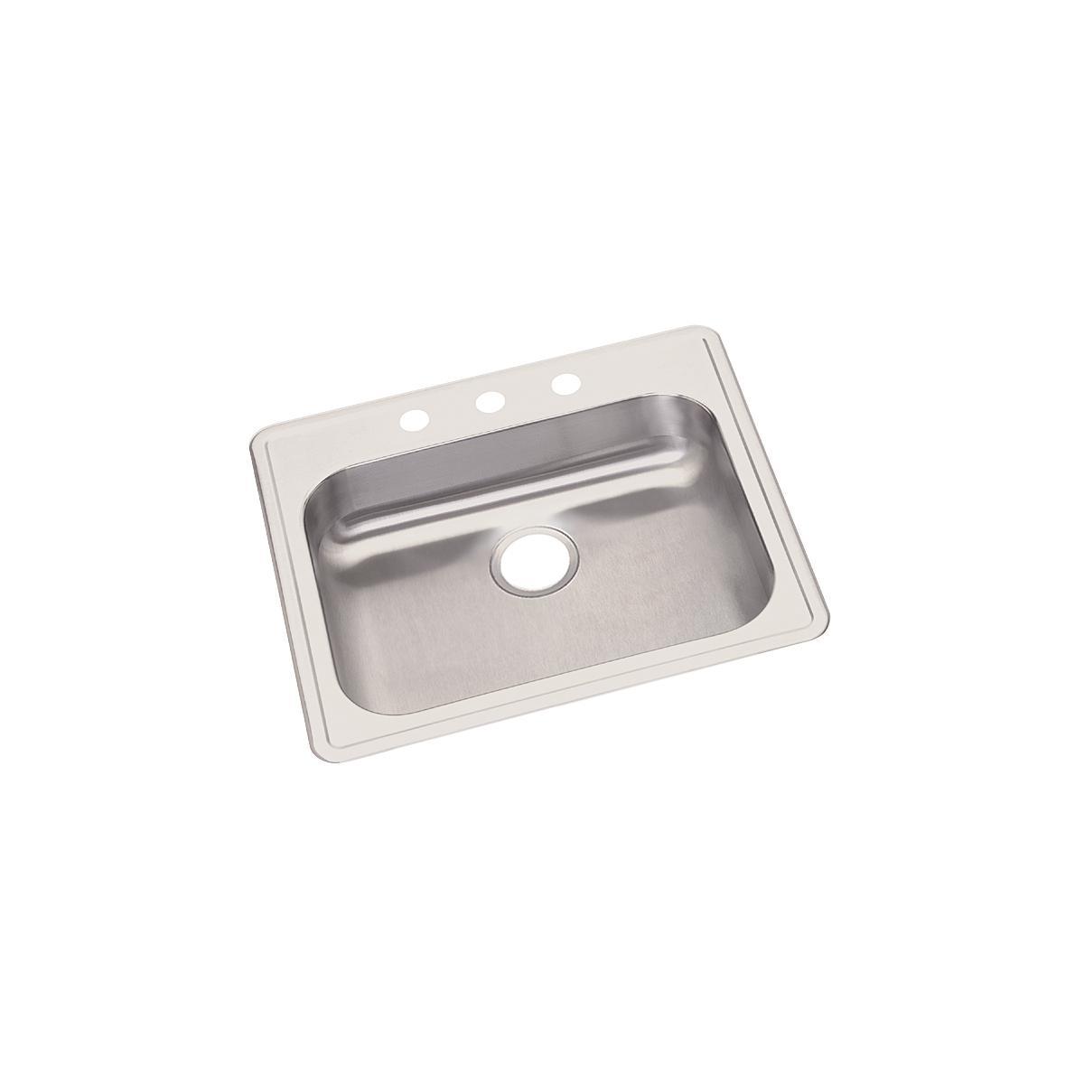 Elkay GE125212 Dayton 25 Stainless Steel Kitchen Sink, Single Bowl, Satin