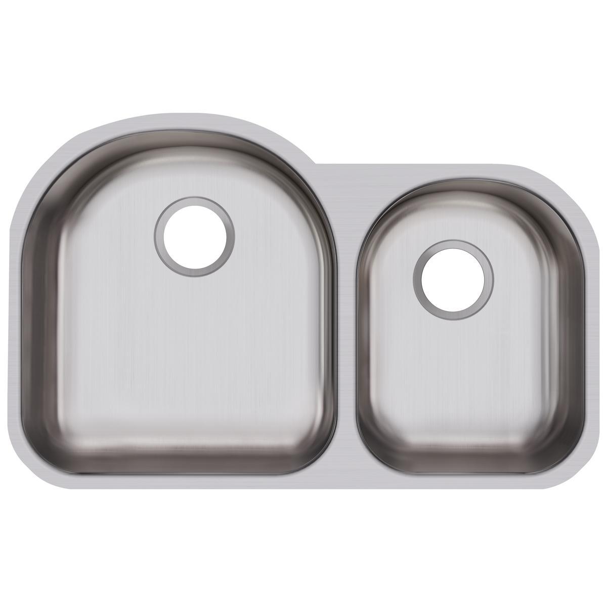 Elkay Dayton Stainless Steel 31-1/4" x 20" x 8", Offset 60/40 Double Bowl Undermount Sink-DirectSinks